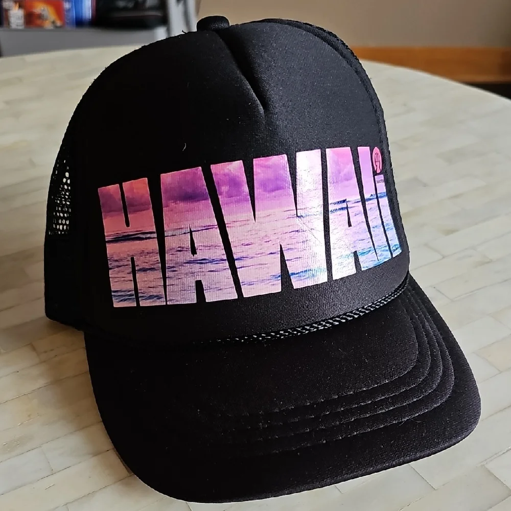Black and Purple Hawaii Trucker Hat